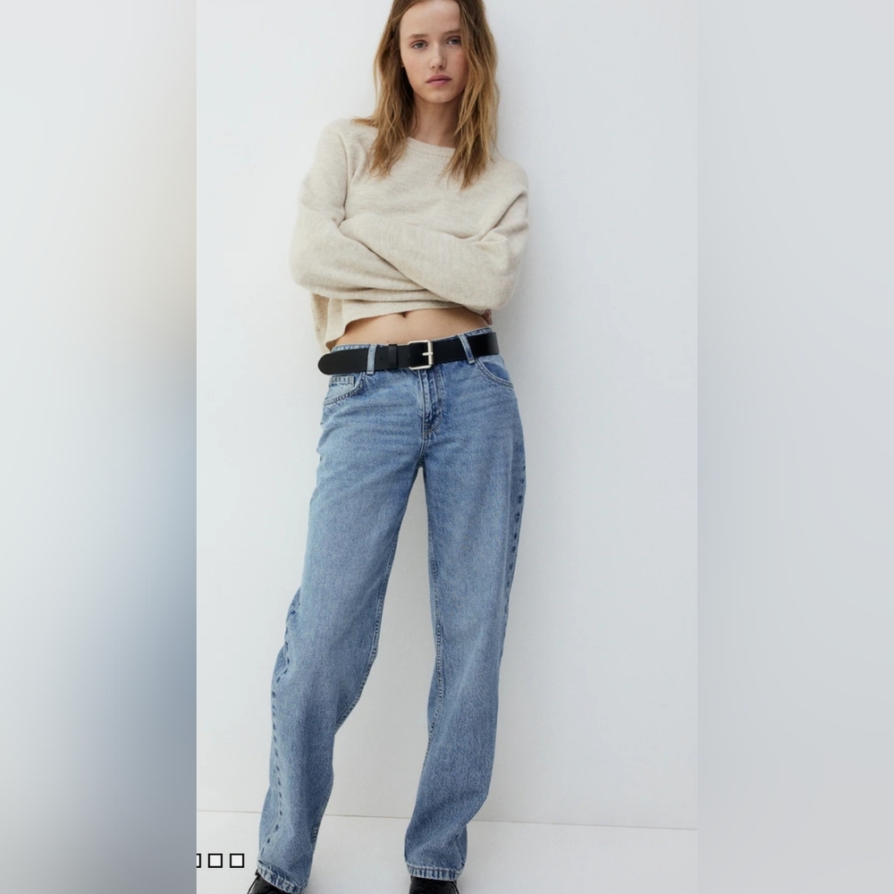 H&M Blue Boyfriend Denim Jeans Relaxed Fit, Size 8 Casual Grunge Streetwear